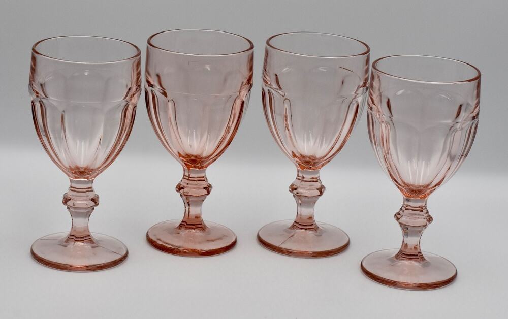 Libbey Pink Duratuff Gibraltar Pink 6.75" Wine Tea Water Goblets - 4